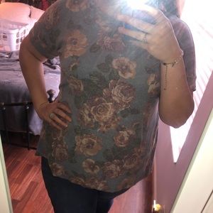 Tops - Blue floral tee Tops - Blue floral tee